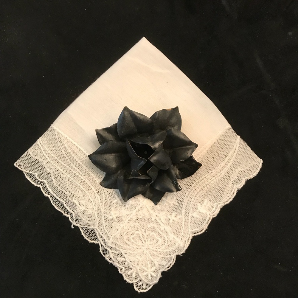 Vintage Black Metal Flower Pin, From Fifties!